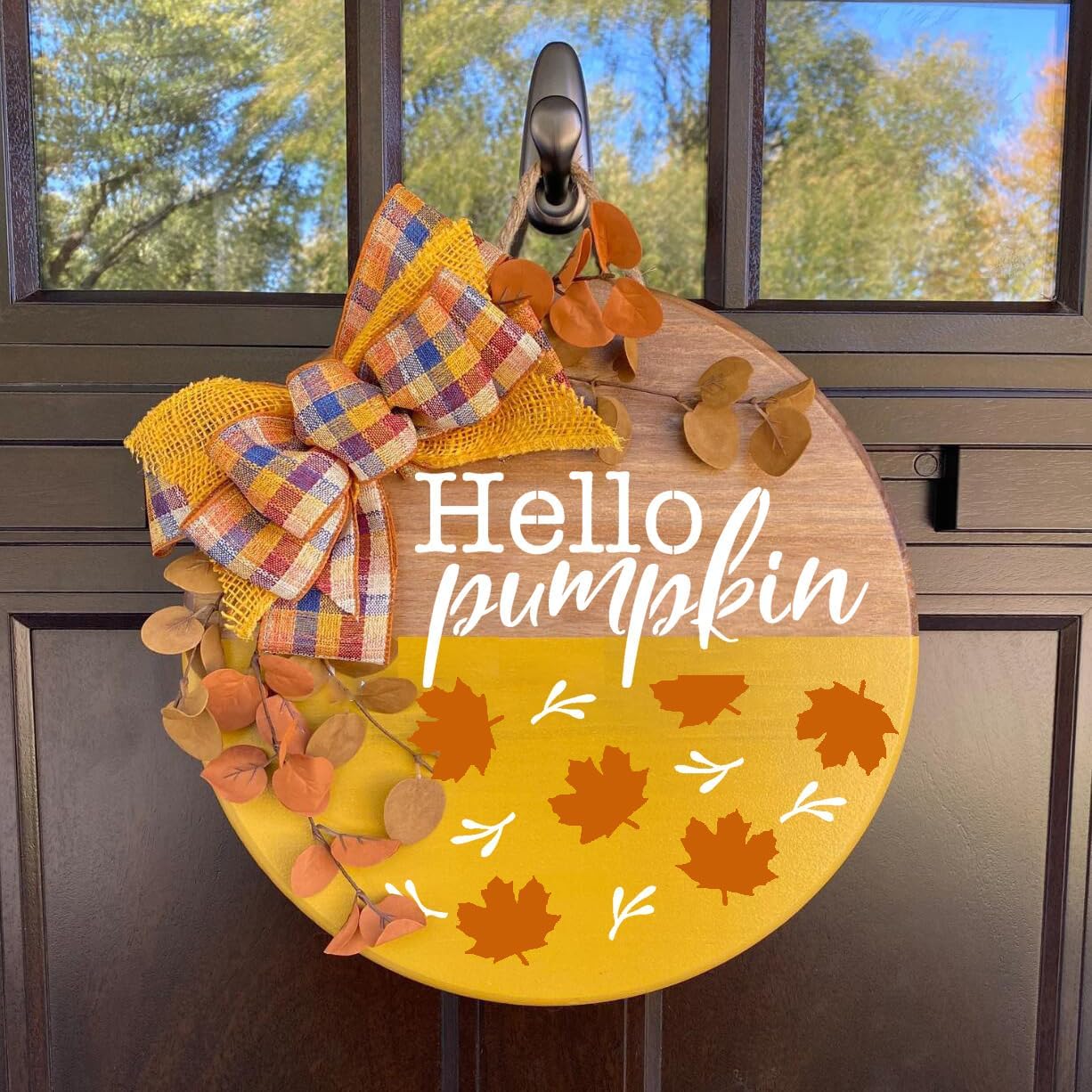 Fall Stencils for Painting on Wood 12” Autumn Stencils Hello Pumpkin Stencil Happy Thanksgiving Drawing Templates for Porch Sign Door Wreath Doormat