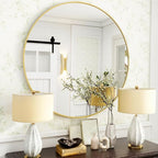 VooBang Gold Round Bathroom Mirror, 24 inch Circle Wall Mounted Hanging Mirror - Image 7