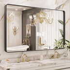 LOAAO 50X30 Inch Black Metal Framed Bathroom Mirror by LOAAO