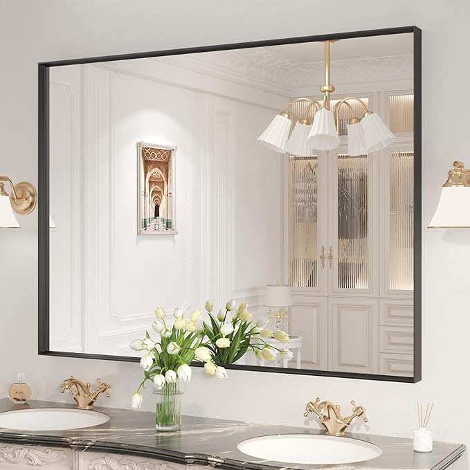 LOAAO Black Bathroom Mirror 48"X36" - Image 3