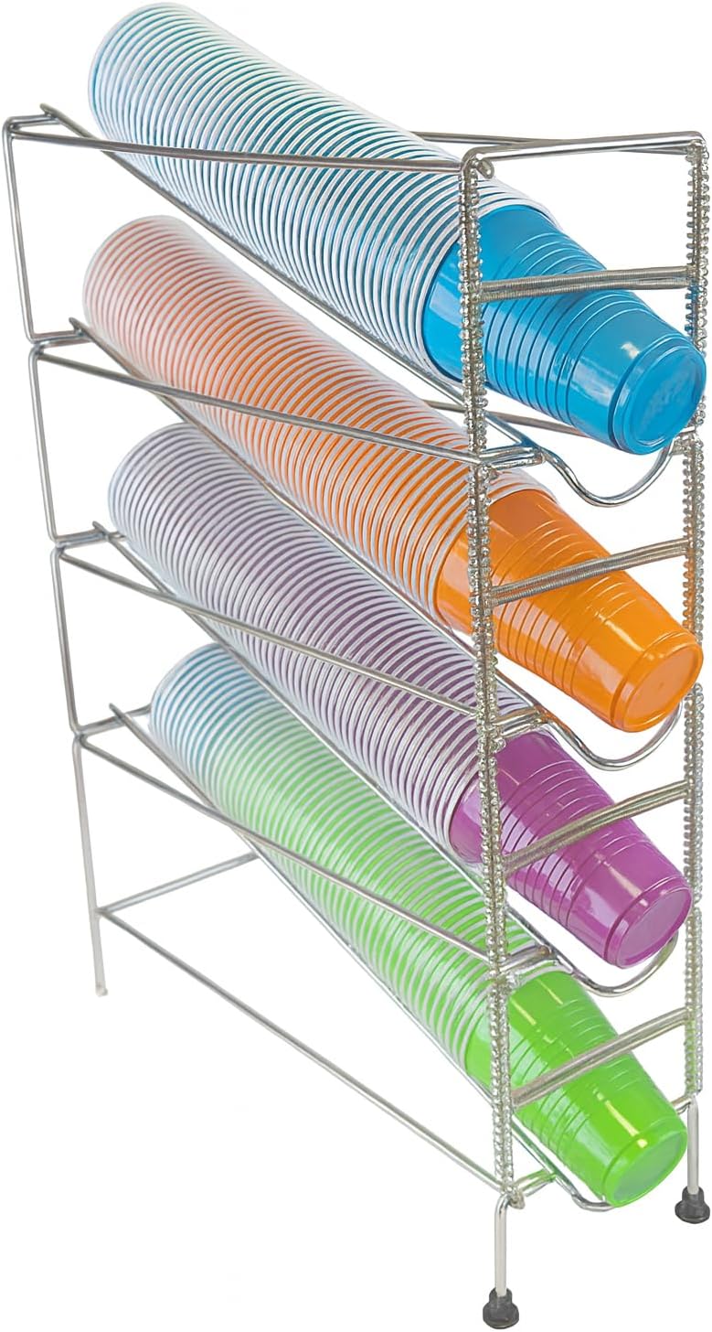 Stainless Products Ltd Sleek 23.74" Stainless Steel Vertical Cup Dispenser - 4 Compartments for Effortless Storage & Display, Space-Saving & Durable Design