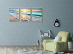 Wieco Art Framed Canvas Wall Art 3 Panel Blue Beach - Image 5