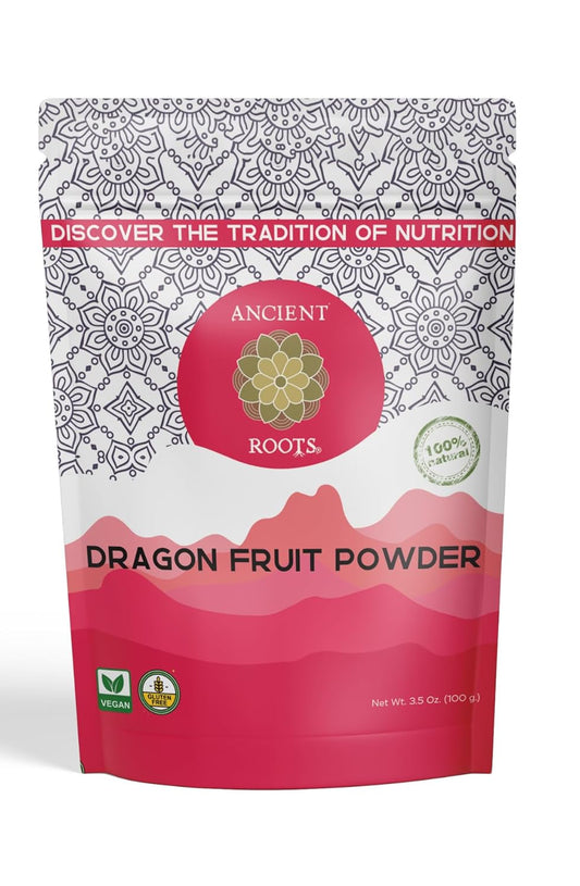 Ancient Roots Dragon Fruit Powder - Natural Food Coloring, Flavoring Powder, Baking Powder, Pitaya Powder for Smoothie, Filled with Antioxidants, 25 Servings (3.5 ounces)
