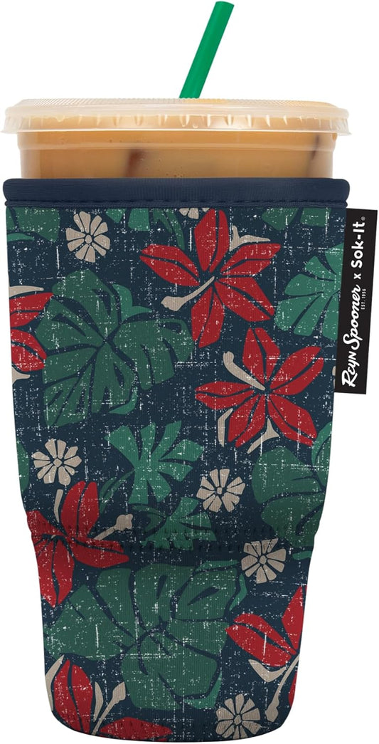 Sok It JavaSok Iced Coffee & Cold Soda Insulated Neoprene Cup Sleeve (Reyn Spooner Pahala, Large: 30-32oz)