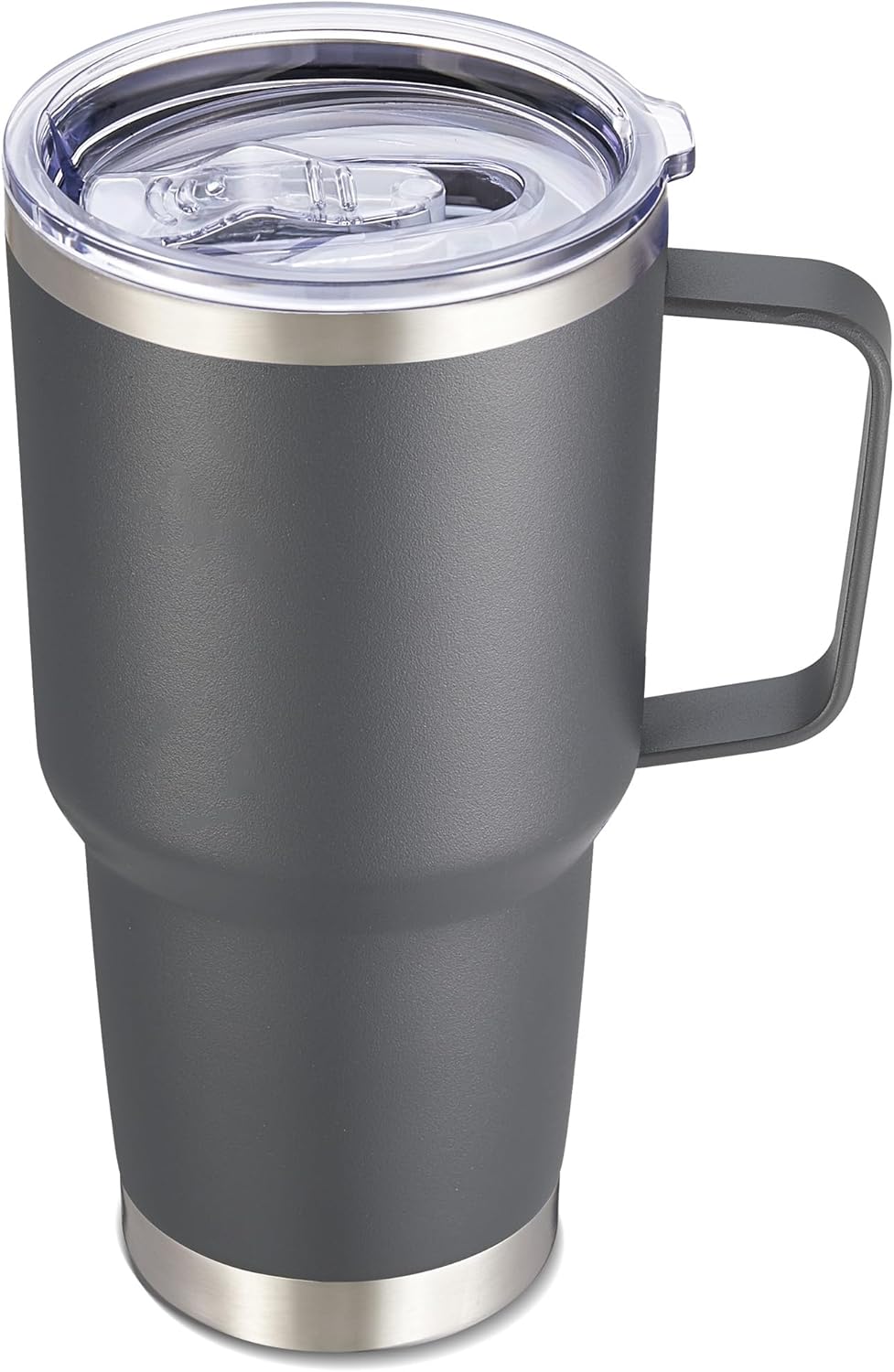 30 oz Tumbler with Handle and Lid, Stainless Steel Tumblers Double Wall Vacuum Insulated Travel Mug Leak Proof Cup Keep Drinks Cold and Hot Grey, 1 Pack