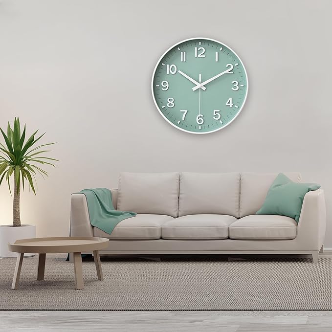 HZDHCLH Wall Clocks Battery Operated, Wall Clock Green, 10 inch Wall Clock - Image 9