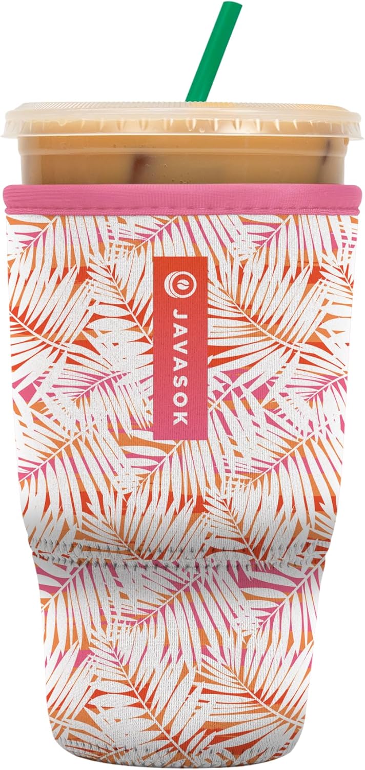 Sok It JavaSok Iced Coffee & Cold Soda Insulated Neoprene Cup Sleeve (Tropical Breeze, Large: 30-32oz)