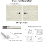 Simon&Siff Cream Textured Grasscloth Peel and Stick Wallpaper 17.7"x197" - Image 8