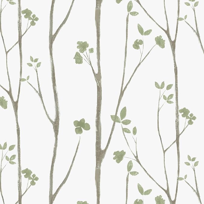 Timeet Green Leaf Wallpaper 16" x 197" Boho Floral Peel & Stick Removable by Timeet