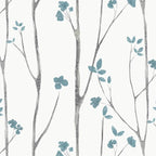 Timeet Blue White Floral Leaf Boho Wallpaper 16.14"x118.11" Self-Adhesive by Timeet