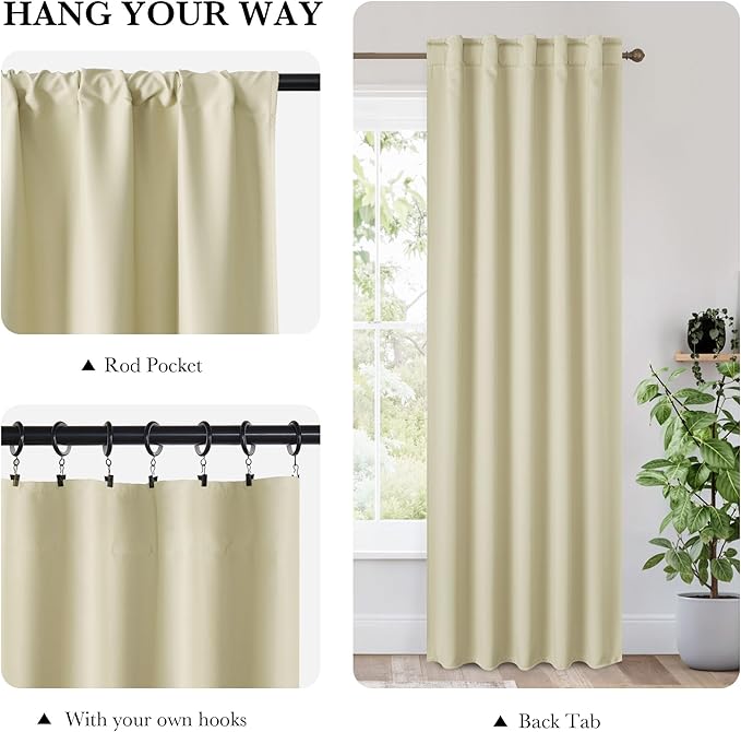 RYB HOME 100% Blackout Basement Curtains 30 inches Long, Heat & UV Blocking - Image 3