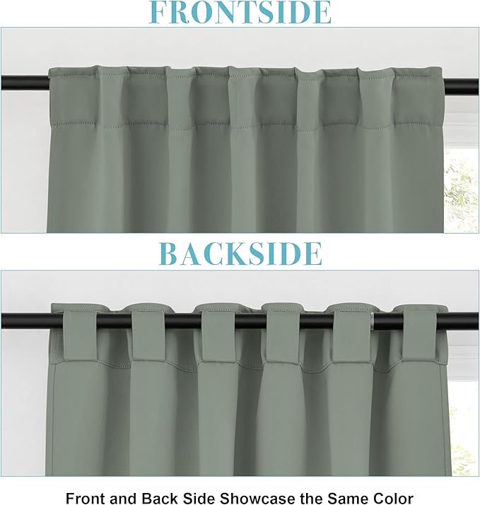 RYB HOME Sage Green Curtains, Small Window Curtains Tiers - Image 3