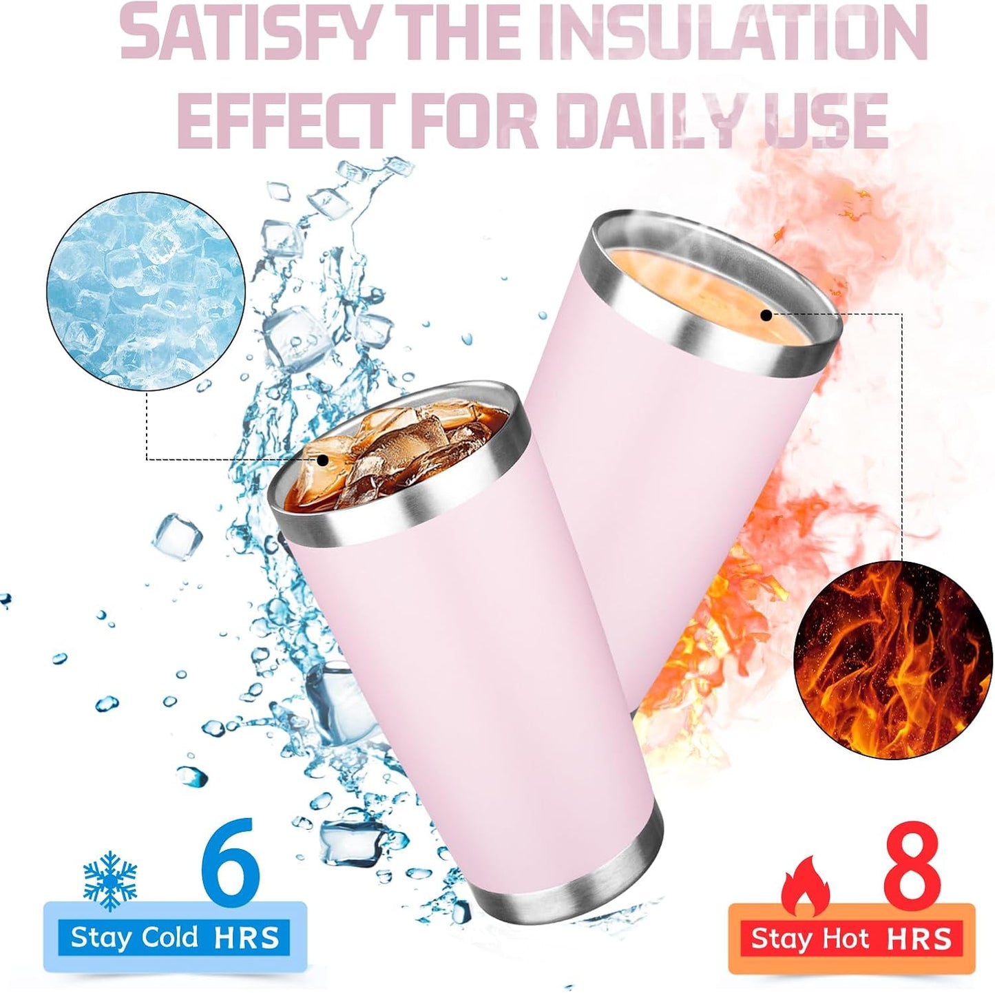 FristChoice 20oz Tumbler with Lid Double Wall Vacuum Insulated Travel Coffee Mug Stainless Steel Thermal Cup Powder Coated Sturdy Coffee Tumbler Bulk for Hot and Cold Beverage (Pink,1)