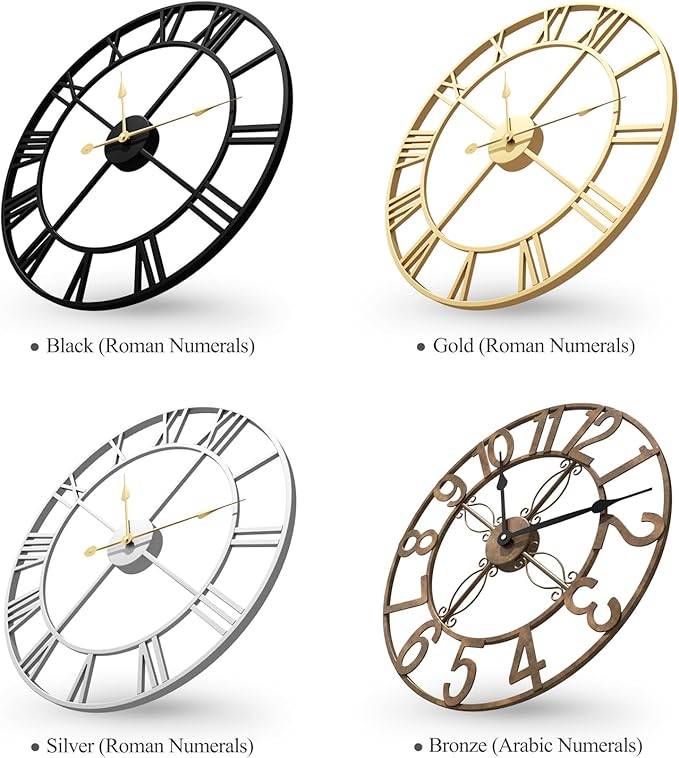 Cuspin Wall Clock Large Gold Clocks 20 Inch, Silent Non-Ticking - Image 5