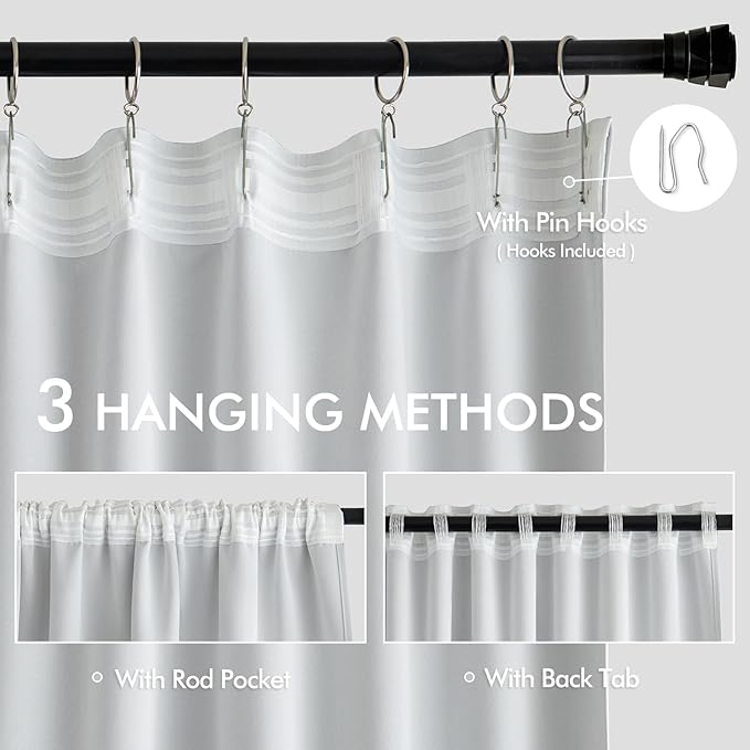 MIULEE Back Tab Light Blocking Curtains 102 Inch Long 2 Panels Set - Image 3