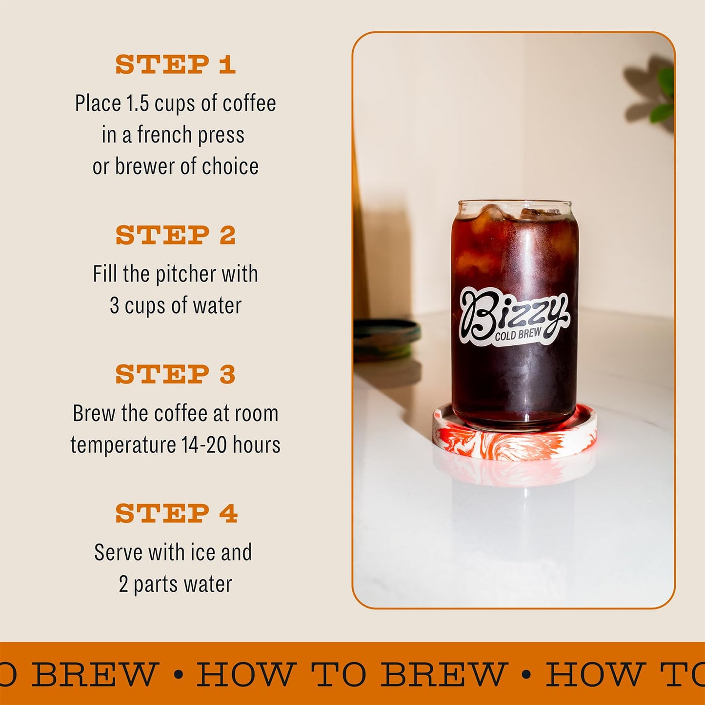 Bizzy Organic Cold Brew Coffee | Breakfast Blend | Coarse Ground Coffee | Medium-Light Roast | Micro Sifted | Specialty Grade | 100% Arabica | 1 LB
