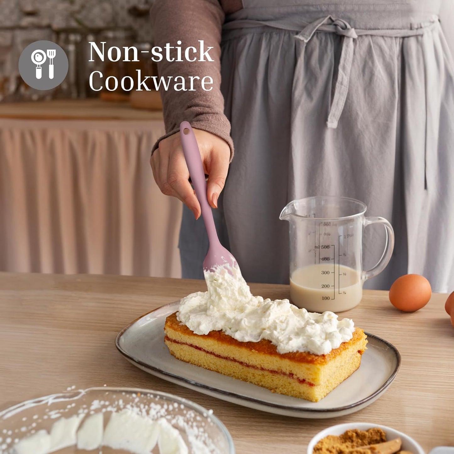 3 Pcs Colorful Silicone Spatula Set, Heat Resistant Rubber Kitchen and Baking Utensils for Non-Stick Cookware with Flexible Edges and Soft Touch Handles