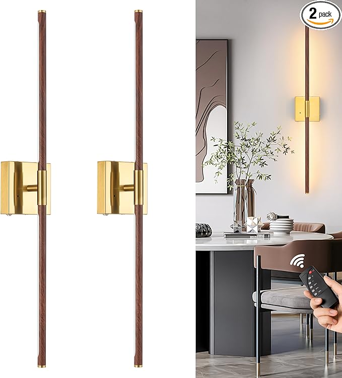 Morauroral 36 Inch Battery Operated Wall Sconces Set of 2, Dimmable Battery by Morauroral
