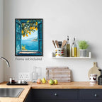 PDFI Mediterranean Window View Wall Art Coastal Lemon Tree Canvas Prints Blue - Image 6