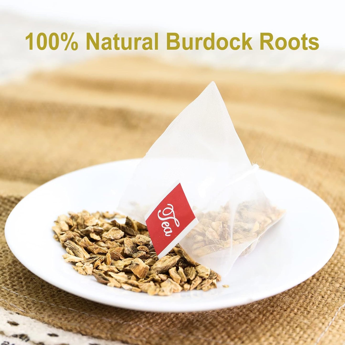 FullChea - Burdock Root Tea Bags, 40 Teabags, 2.5g/bag - Premium Burdock Root - Non-GMO - Naturally Caffeine-free Herbal Tea - Aid in Digestion & Improving Liver Health