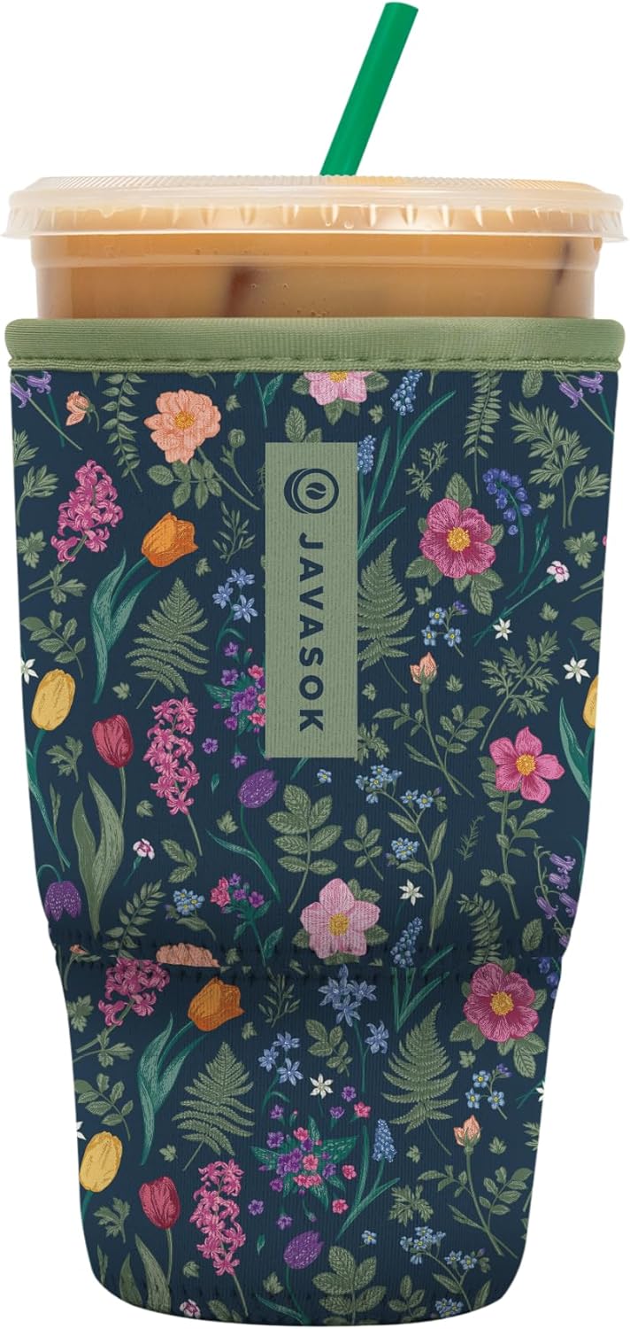 Sok It JavaSok Iced Coffee & Cold Soda Insulated Neoprene Cup Sleeve (Spring Noir, Large: 30-32oz)
