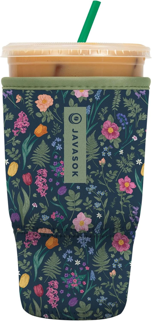 Sok It JavaSok Iced Coffee & Cold Soda Insulated Neoprene Cup Sleeve (Spring Noir, Large: 30-32oz)