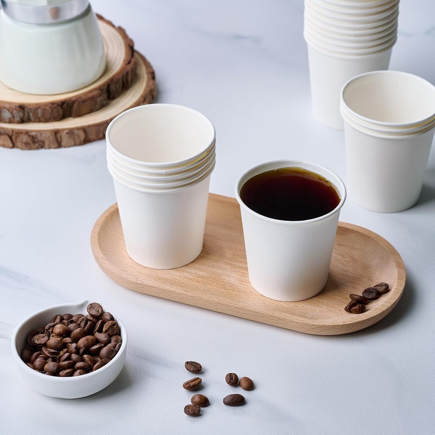 LITOPAK 300 Count 6 oz Paper Cups, Disposable White Paper Coffee Cups, Hot Beverage Drinking Cup for Coffee, Water, Juice, and Espresso