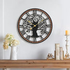Micasso Wall Clocks Battery Operated: 15Inch Farmhouse Tree of Life Metal by Micasso