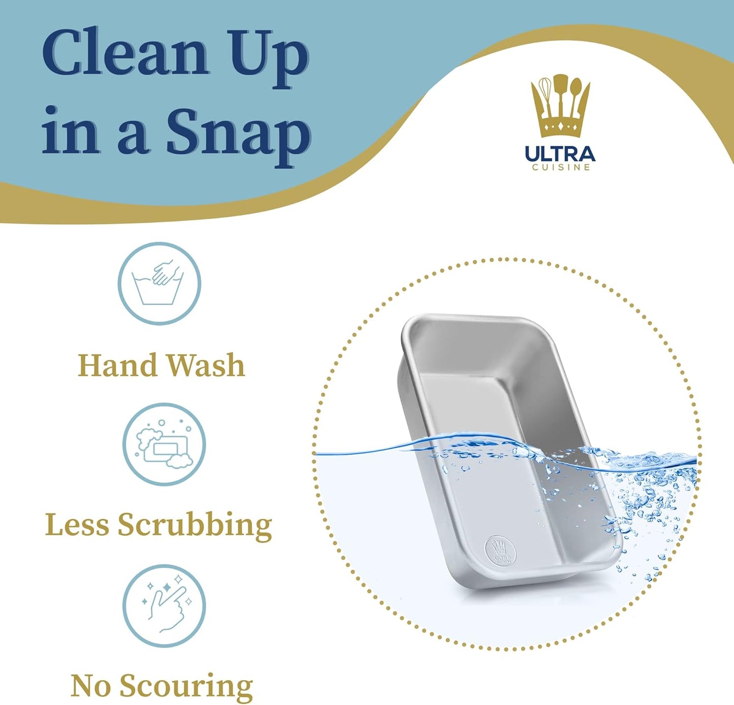 Ultra Cuisine Aluminum Loaf Pan for Baking Bread - 9.5x5 inch Loaf Pan, 1lb - Easy Clean, Quality, Durable Bread Tin - Commercial Aluminum Bread Pan for Baking Banana Bread, Cakes, Casseroles, Loaves