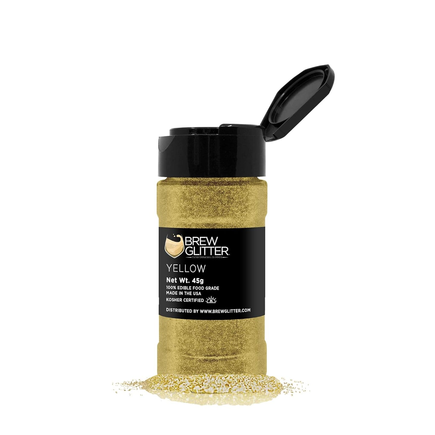 Yellow BREW GLITTER Edible Glitter For Drinks, Cocktails, Beer, Garnish Glitter & Beverages | KOSHER & HALAL Certified | 100% Edible & Food Grade | Vegan, Gluten, Nut Free (45g Shaker, Yellow)