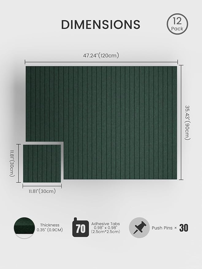 Bumusty Large Cork Board Alternative-48 x 36" Felt Bulletin Board Tiles - Image 2