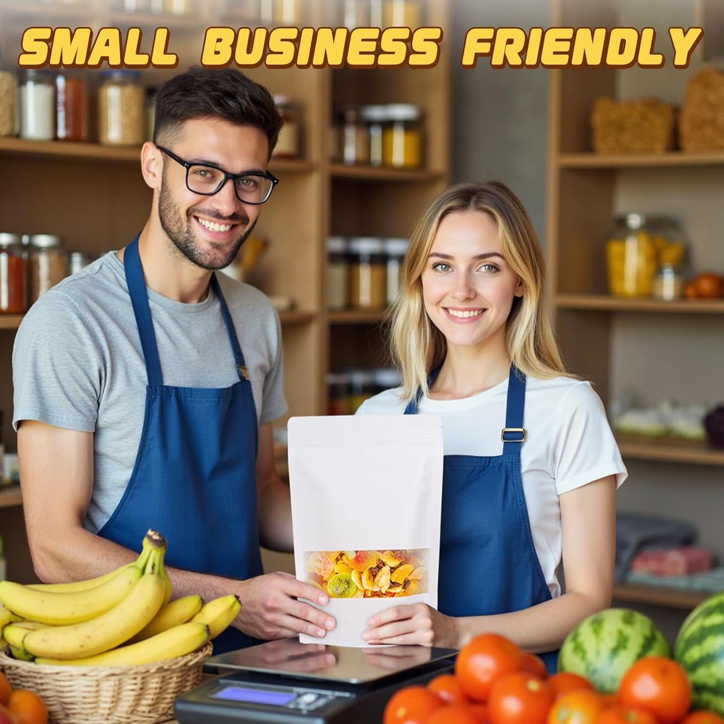 Jetmore-50pcs-Smell-Proof-Bag, Resealable Zip Lock Bags Various Sizes, Reusable Snack Bags, Stand Up Packing Bags with Window, Small Brown Paper Pouches for Candy, Nuts, Spice, Sample, Product