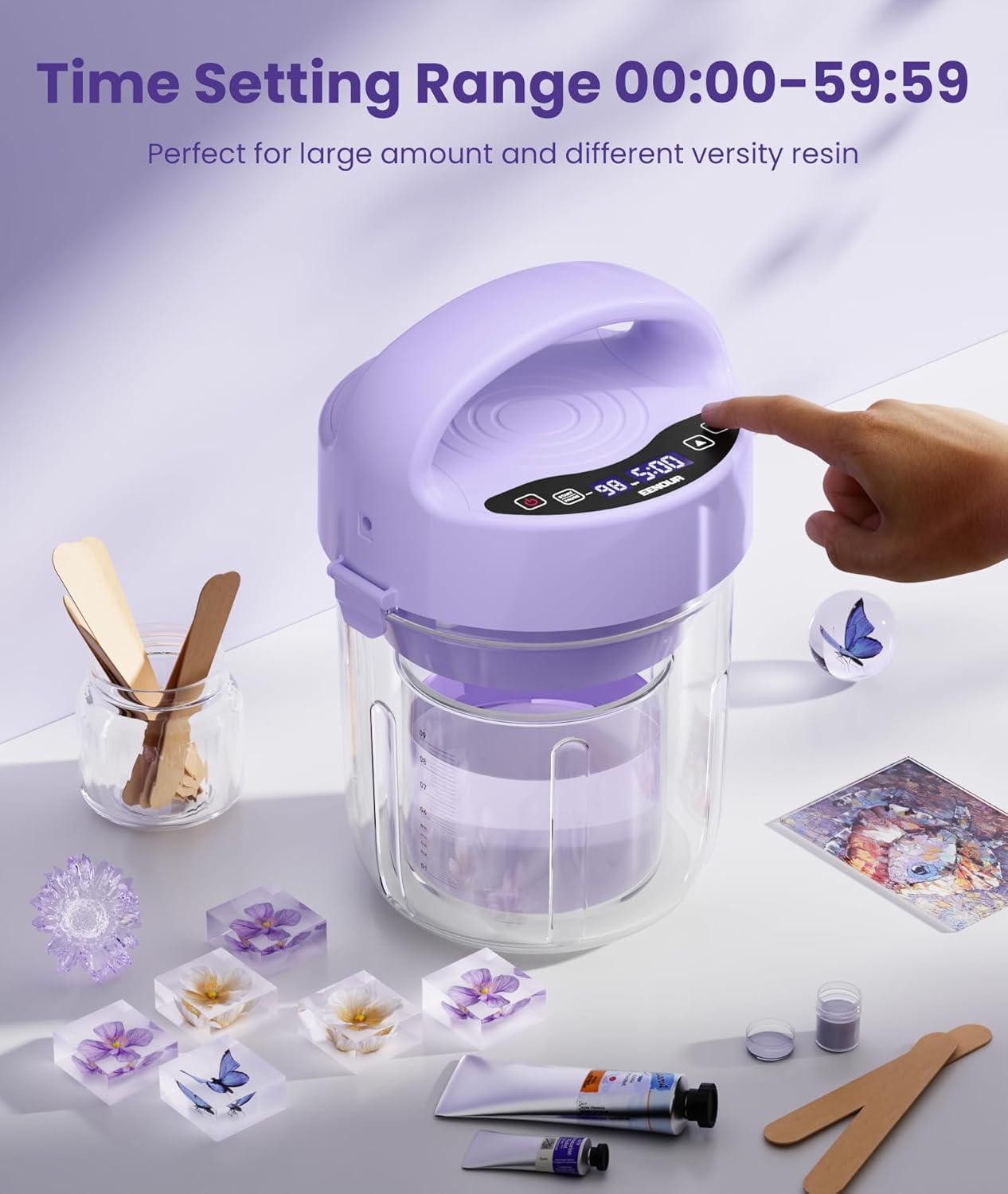 EENOUR Resin Bubble Remover, Removes 99% of Air Bubbles in 5 Minutes, 98kPa Vacuum Chamber with Digital Display, Big Capacity bubble remover for Epoxy Molds Casting, UV Resin, Silicone, Jewelry Making