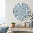 Quelay 30 Inch Coastal Wall Clock, Quiet Ticking Battery Operated, Rustic Retro - Image 6