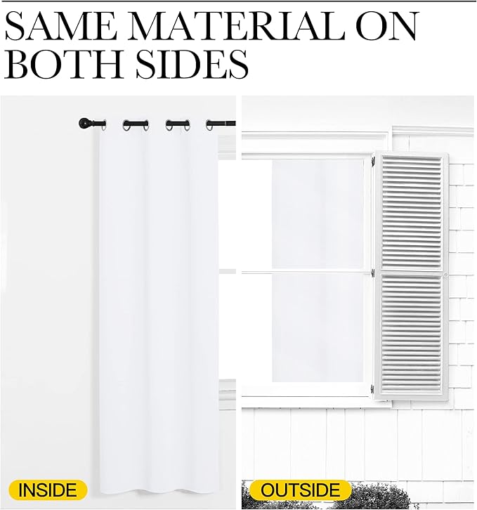 NICETOWN White Lightweight Fabric Curtain Panels, 48 inch Length, Non-Blackout - Image 6