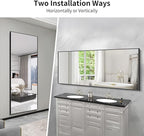 KOCUUY 72x30 Inch Large Black Wall Mounted Mirror, Aluminum Framed Decorative - Image 8