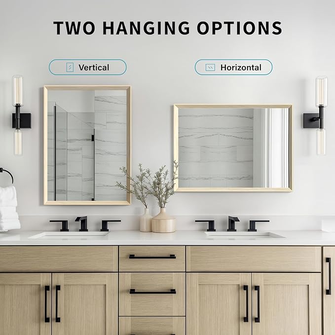 Oak Wood Effect Framed Wall Mirror, 24x36 Rectangle Mirror, Anti-desilvering - Image 9