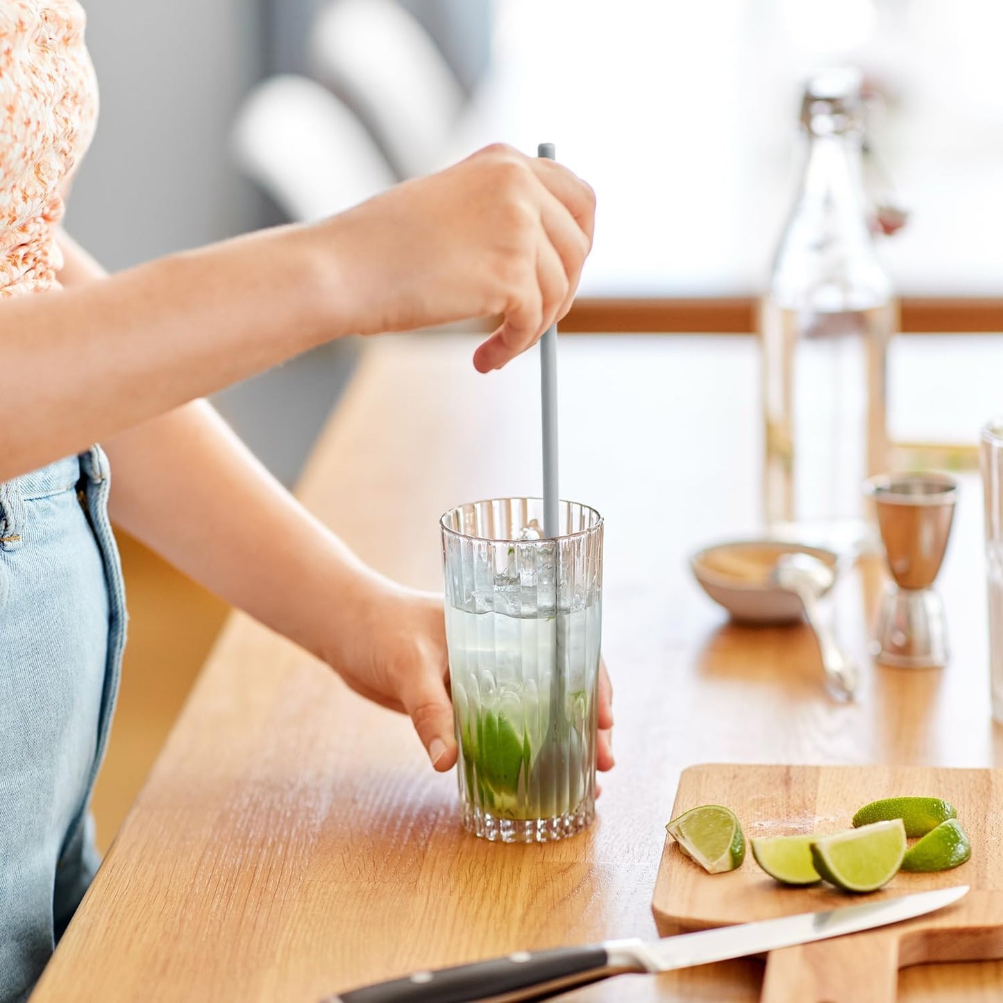 2Pcs Carrotez 9.9" Silicone coffee stirrer, Long Coffee Spoon, Reusable Iced Tea Spoon, Multipurpose Beverage Stirring Stick - Grey