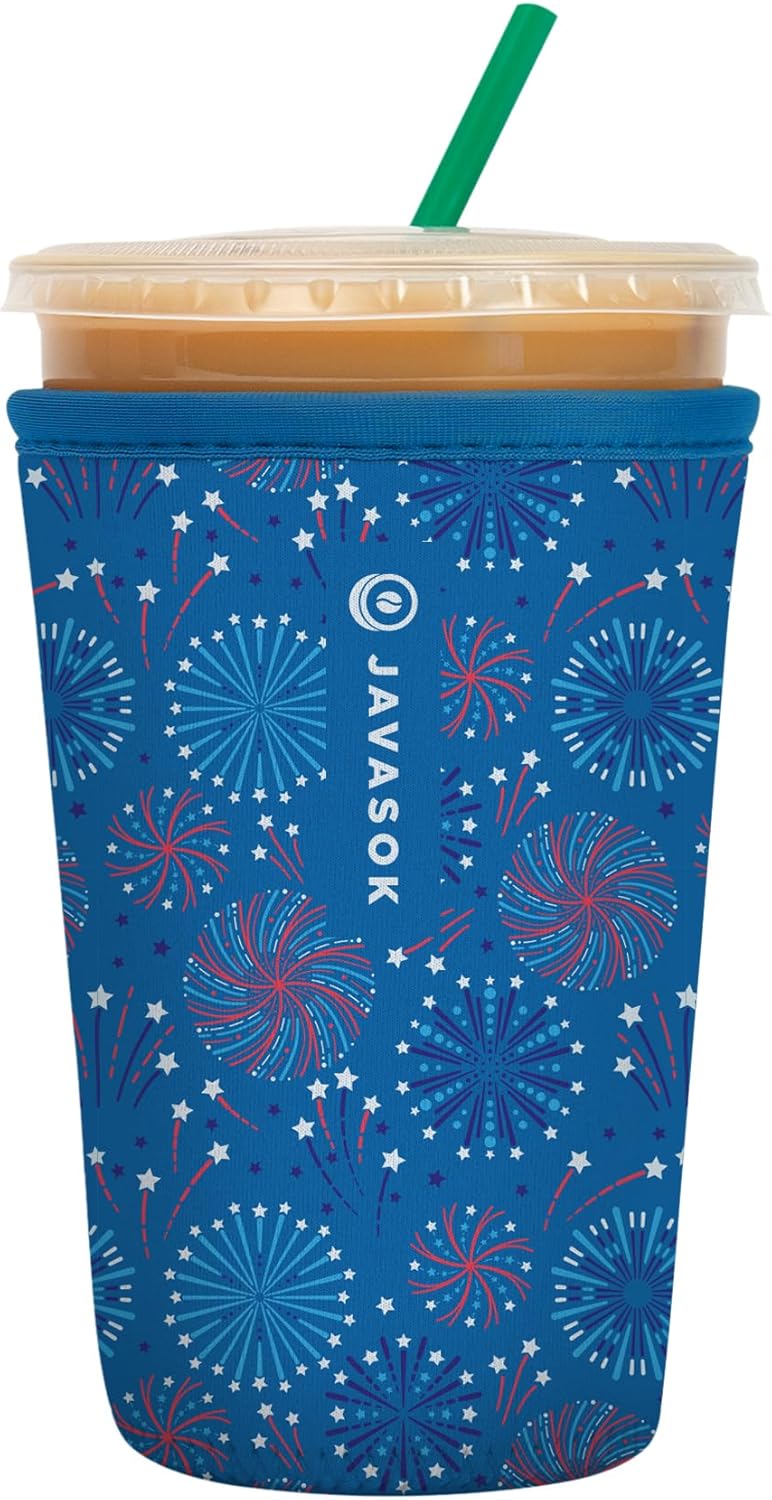 Sok It JavaSok Iced Coffee & Cold Soda Insulated Neoprene Cup Sleeve (Symphony of Sparks, Medium: 22-28oz)