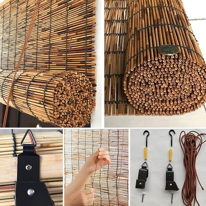 Retro Bamboo Blinds 14" 26" 32" 36" 42" 53" 60" 65" 70" 72" 76" Bamboo Roll Up - Image 4