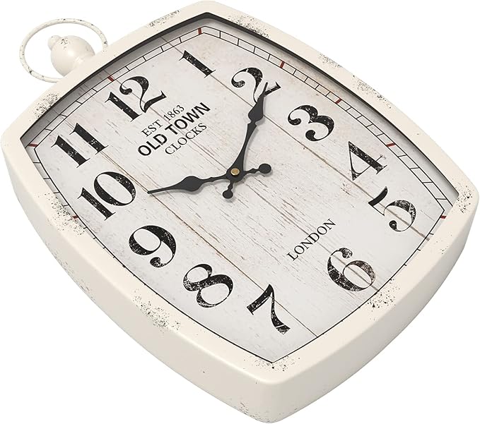 Menterry Large Retro Rectangle Wall Clock, Battery Operated Silent Decor Wall - Image 2