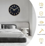 HZDHCLH Wall Clocks Battery Operated, Wall Clock Black Gold, 12 inch Wall Clock - Image 4