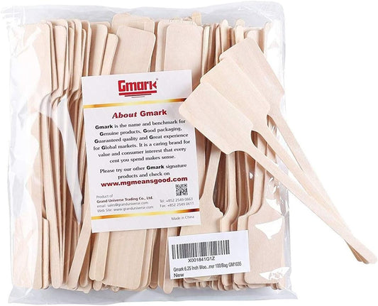 Gmark Green Product 6.25 Inch Wood Kayak Paddle Shape Sticks, Wood Stirrer for Honey, 100/Bag GM1035