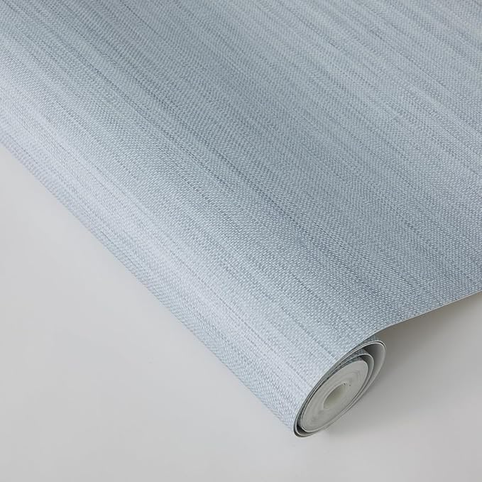 Tempaper Textured Powder Blue Horizontal Faux Grasscloth Removable Peel and - Image 5