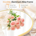 Bathroom Mirror for Wall, 36x24 Inch Arched Mirror, Matte Gold Metal Framed - Image 2