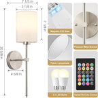 Battery Operated Wall Sconces Set of Two, Wireless Rechargeable Wall Light - Image 7