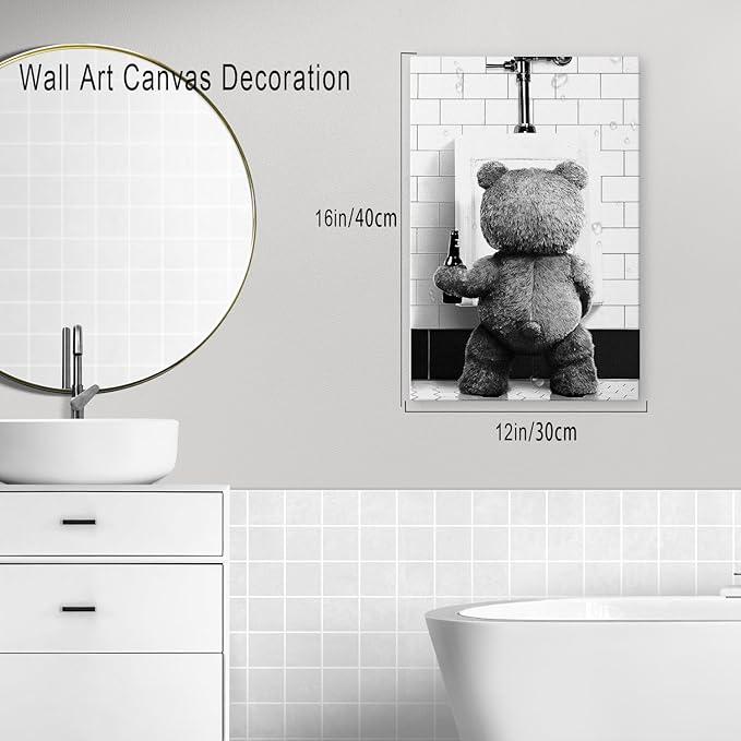DIHSIEG 12x16 Canvas Wall Art funny bathroom wall art Print Poster Vintage - Image 2