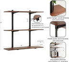 Kate and Laurel Atwood Three-Tiered Adjustable Mango Wood Wall Shelf, Walnut - Image 3