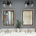 YOSHOOT Rustic Wooden Framed Wall Mirror, Natural Wood and Iron Bathroom Vanity - Image 4