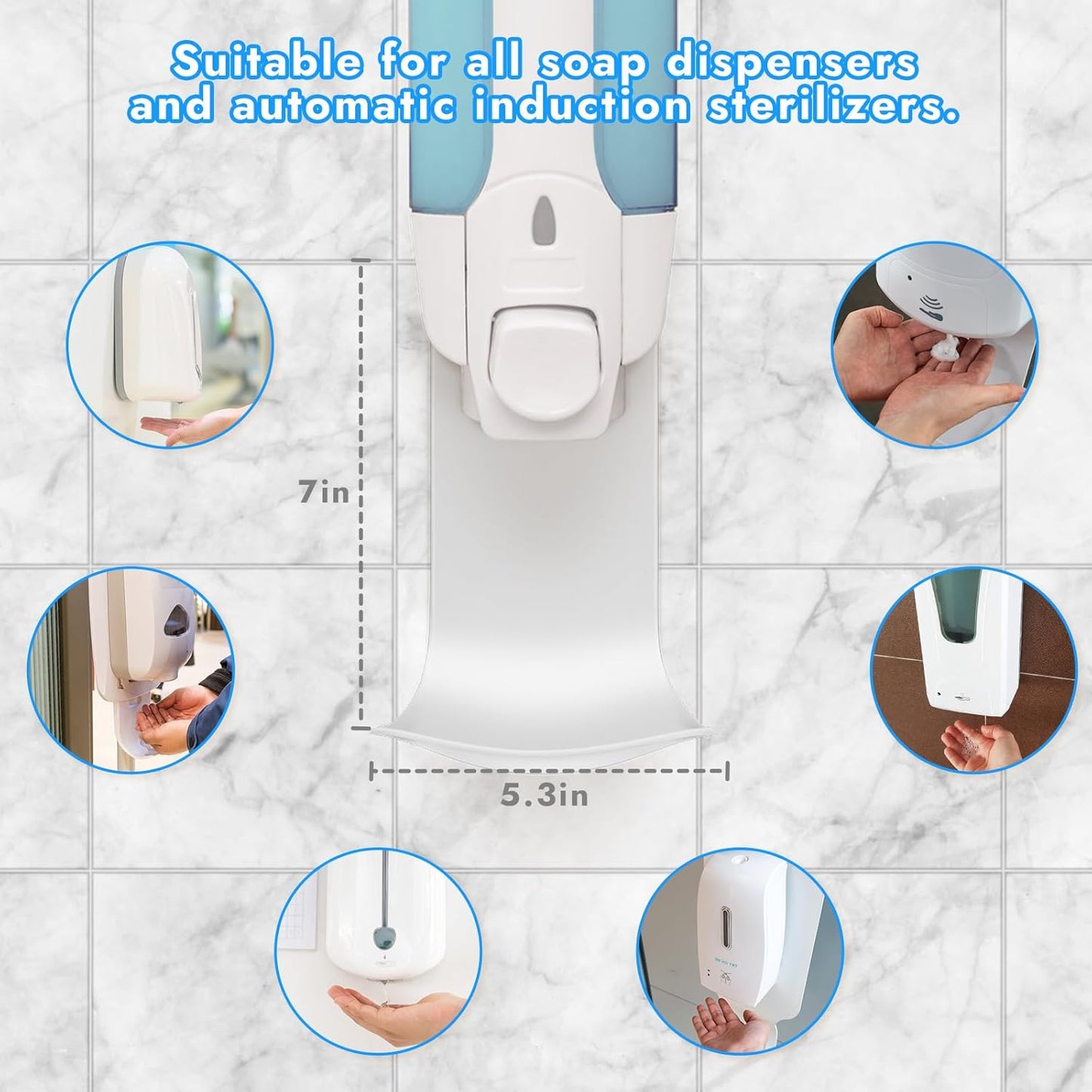 10PCS Dispenser Drip Tray Wall Mount Soap Dispenser Bracket,Laundry Detergent Drip Catcher Prevent Dripping and Spraying, Easy to Clean(White)